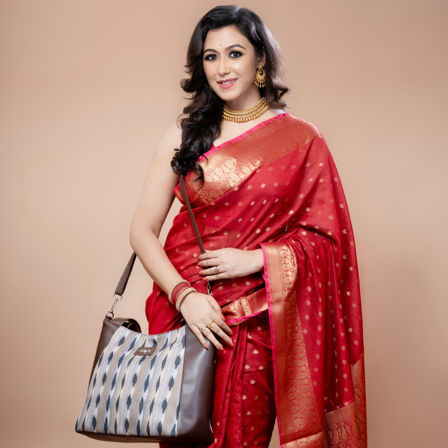 Ikat_Patch_Classic_Tote_Bag_Model_With_Sling