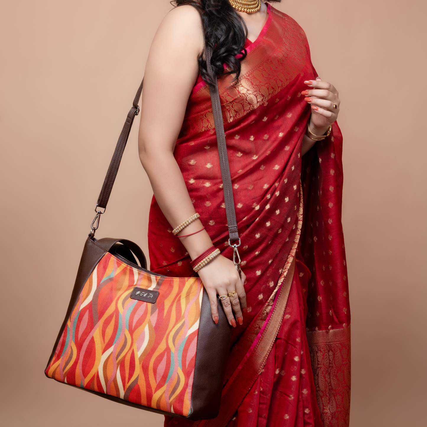 Patola_Multi_Colour_Classic_Tote_Bag_Model_With_Sling