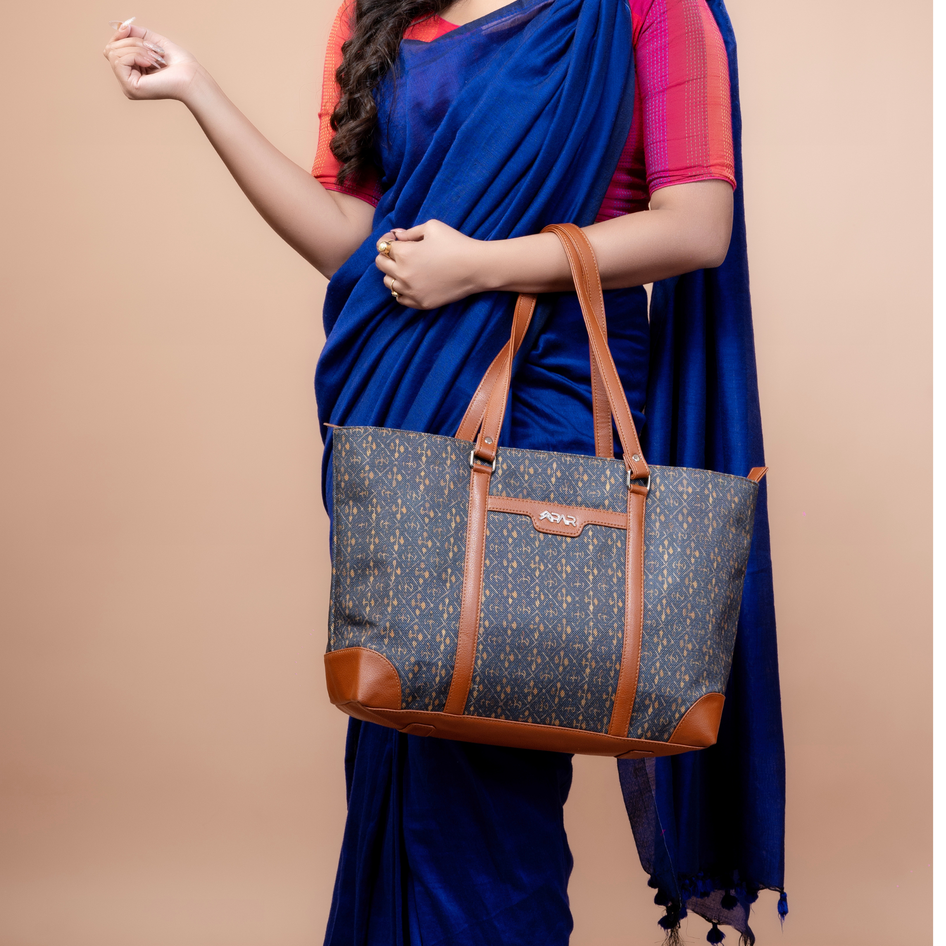 Ikat_Denim_Office_Tote_Bag_Model_Without_Face