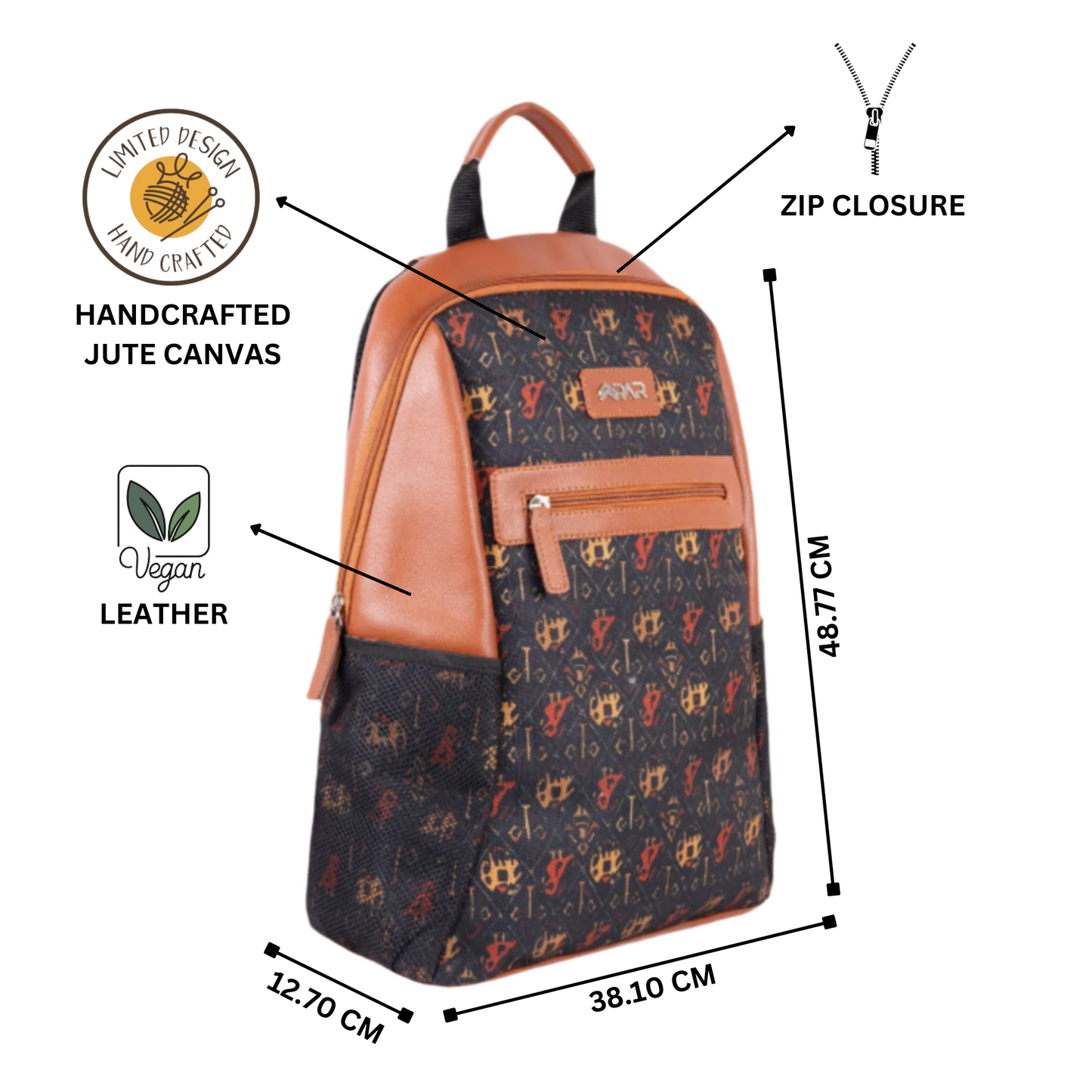 Patola Black Regular Backpack